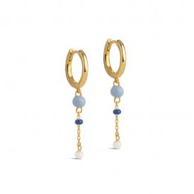 Lola Bold Marine Blue Hoop Drop Earrings E424G YGP