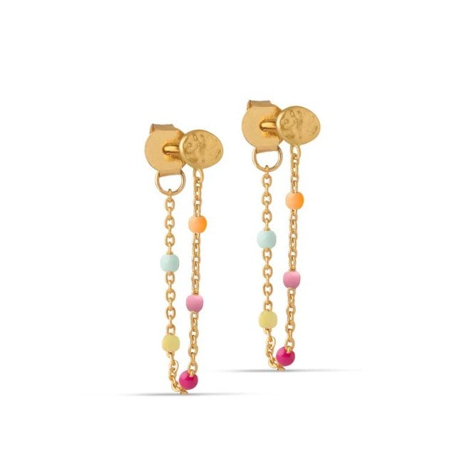 ENAMEL Copenhagen Lola Rainbow Enamel Stud Drop Earrings E140GM YGP