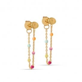 Lola Rainbow Enamel Stud Drop Earrings E140GM YGP