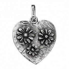 Daisies Heart Pendant Charm 08739