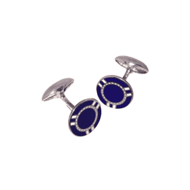 Blue Enamel Round Cufflinks