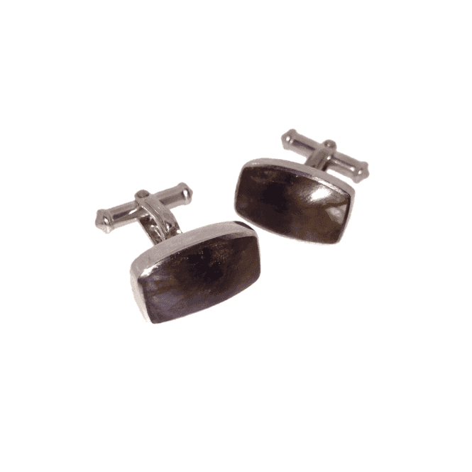 Hallmarked Sterling Silver Blue John Barrel Cufflinks