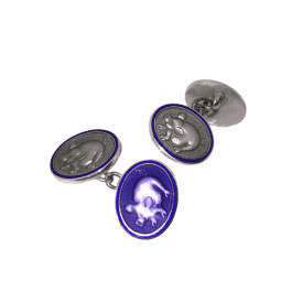 Pig Enamel Round Cufflinks