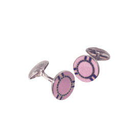 Pink Enamel Round Cufflinks