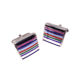Striped Enamel Square Cufflinks