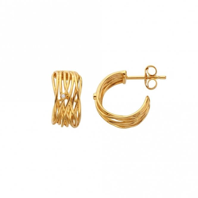 HD X GE String Stud Earrings Yellow Gold Plate DE896