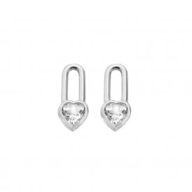 Solitaire Heart Stud Earrings DE879