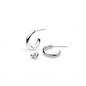 Bevel Cirque Semi Hoop Stud Earrings 6171RP
