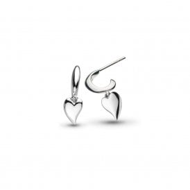 Desire Kiss Mini Heart Semi Hoop Stud Drop Earrings 60BKRP