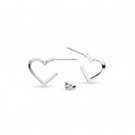 Love Silver Heart Hoop Earrings 40531RP