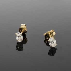 0.79ct Oval 9ct Yellow Gold Stud Earrings