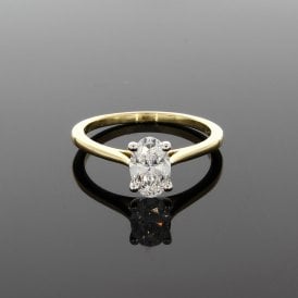 1.00ct Oval Cut 9ct Yellow Gold Ring