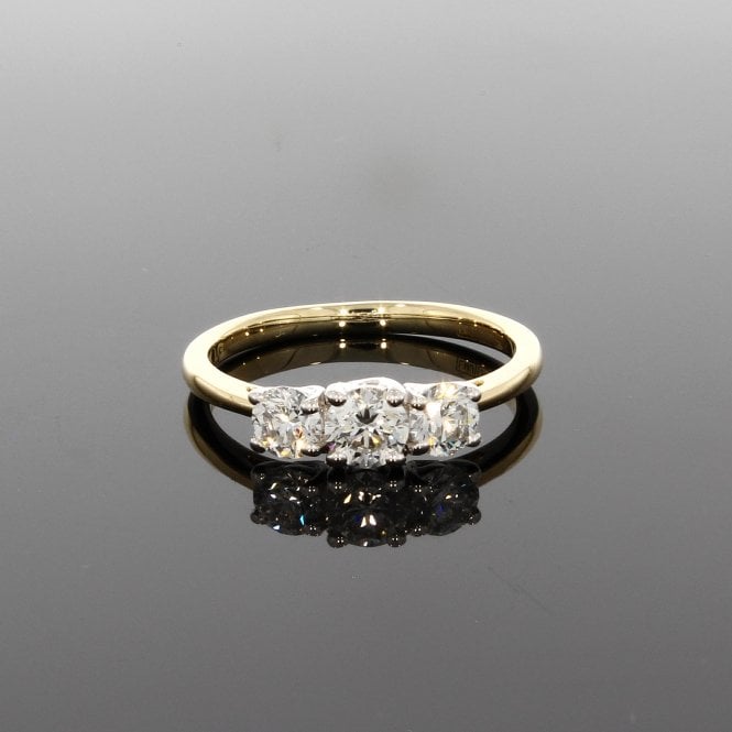 Lab Grown Diamond 1.05ct Three Stone 9ct Yellow Gold Ring