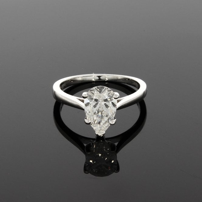 Lab Grown Diamond 1.54ct Pear Cut Platinum Solitaire Ring