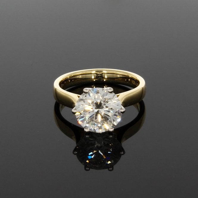 Lab Grown Diamond 3.09 Carat E Colour VS1 Clarity 9ct Yellow Gold Brilliant Cut Solitaire Ring