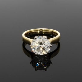 3.09 Carat E Colour VS1 Clarity 9ct Yellow Gold Brilliant Cut Solitaire Ring