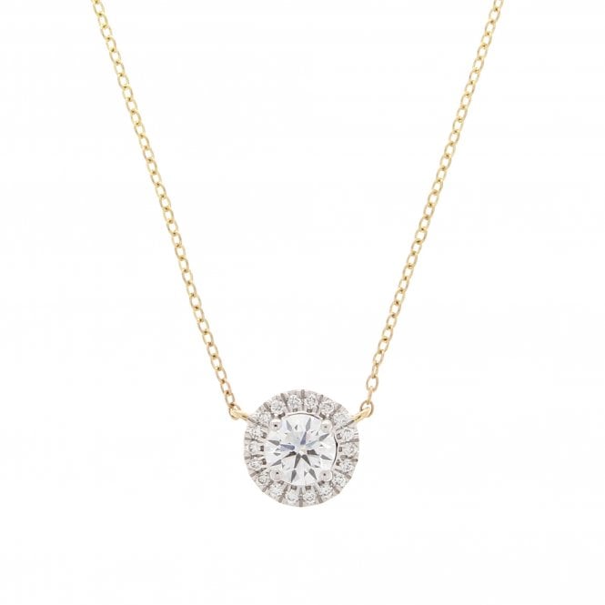Lab Grown Diamond 9ct Yellow Gold Halo Pendant