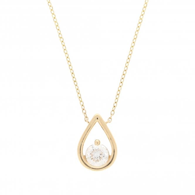 Lab Grown Diamond 9ct Yellow Gold Tear Drop Pendant