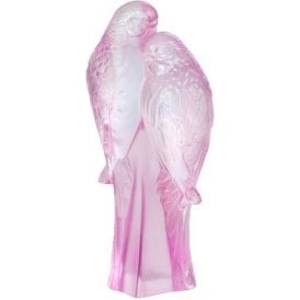 2 Parakeets Sculpture Nebula Rose Pink Luster (10802000)