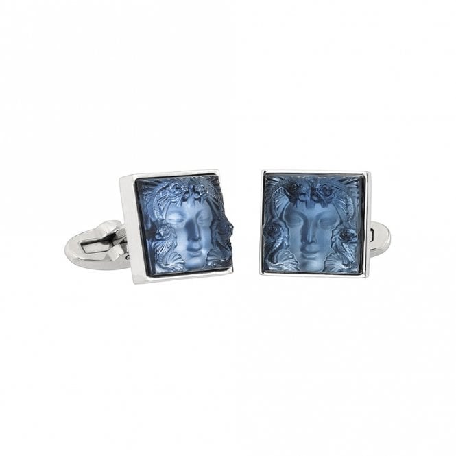 Lalique Arethuse Masque De Femme Cufflinks Sapphire Blue (10603600)