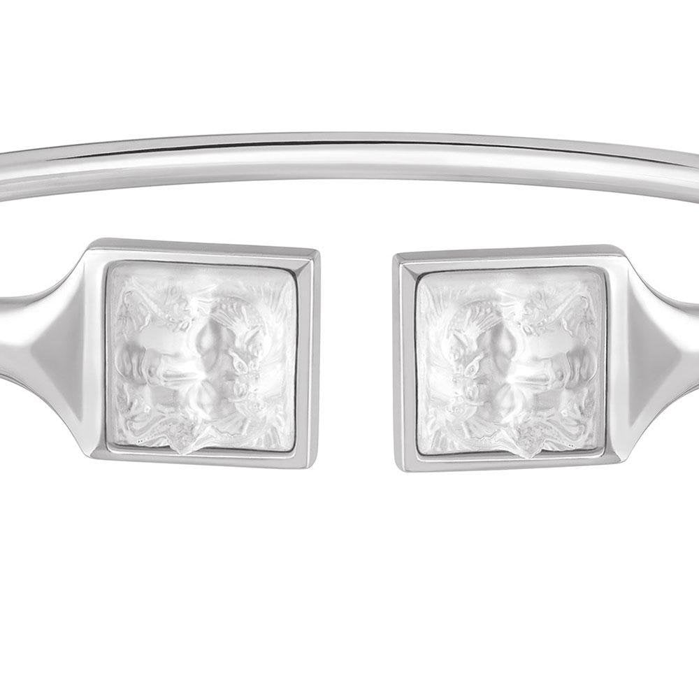 Lalique Crystal Arethuse Masque De Femme Bangle Silver Clear 10692800