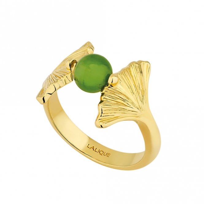 Lalique Ginkgo Antinea Green & Gold Ring (10761800) Size 53 (US 6 1/2)