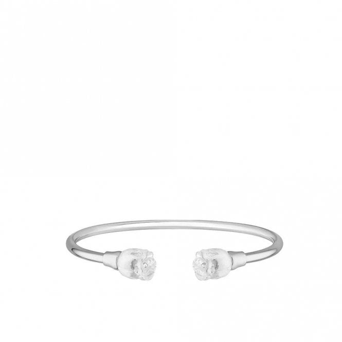 Lalique Muguet flexible Clear Crystal Silver Bangle 10692700 L Size
