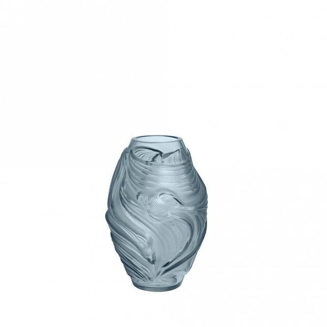 Lalique Poissons Combattants Small Vase Fighting Fish Persepolis Blue 10684200