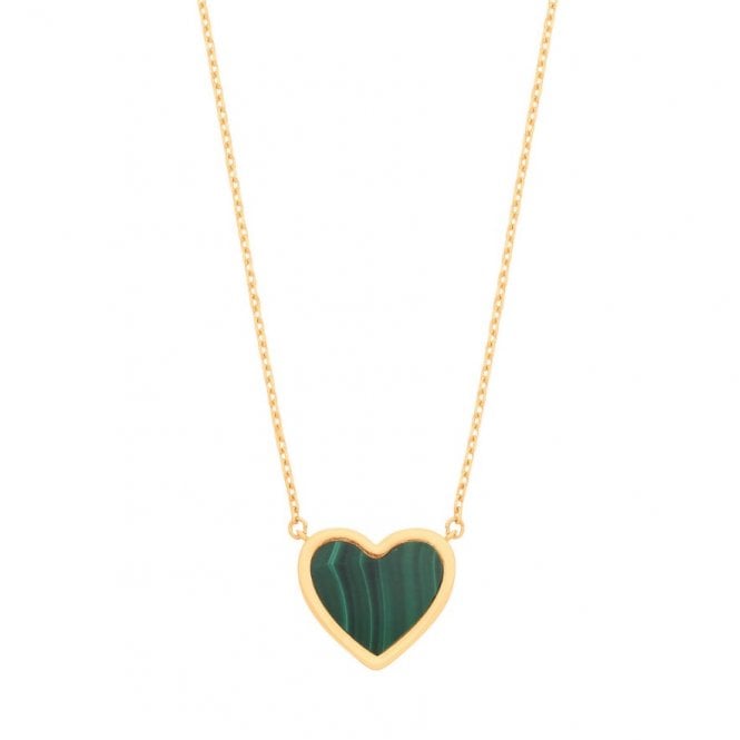 Malachite Heart Pendant & 18" Chain