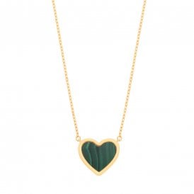 Malachite Heart Pendant & 18" Chain