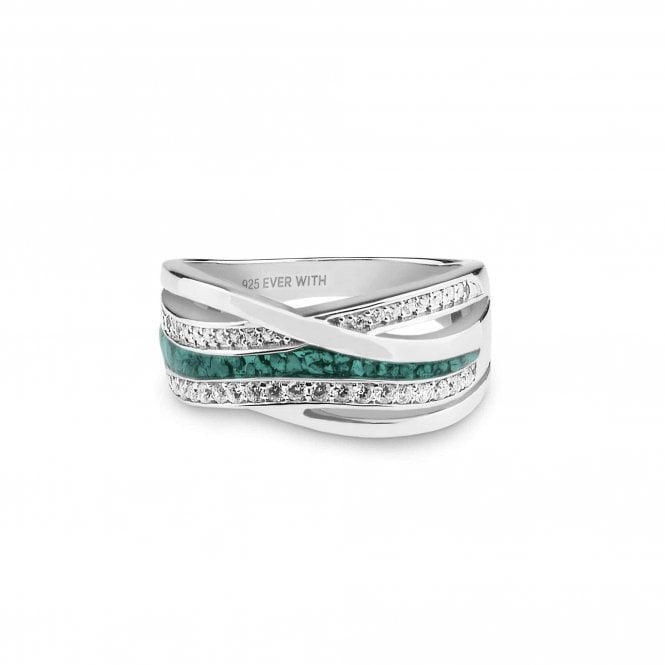 Memorial / Ashes Jewellery Waves Ring with Fine Crystals EW-R-317