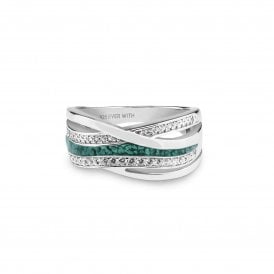 Waves Ring with Fine Crystals EW-R-317