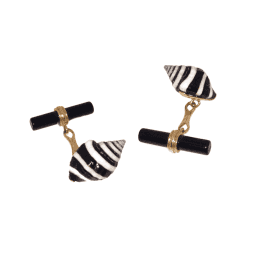 18ct Gold Shell and Onyx Cufflinks