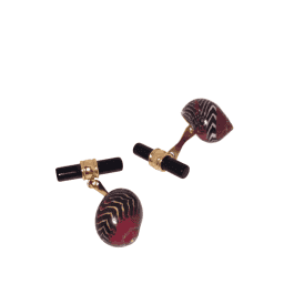 18ct Gold Shell and Onyx Cufflinks