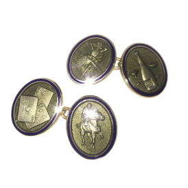 9ct Gold Heavyweight Enamel Cufflinks