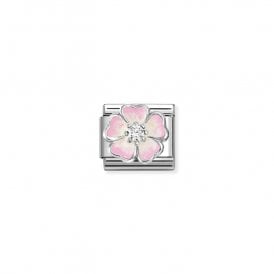 Composable Charm Classic Link Flower Pink Fade with CZ 330321/17
