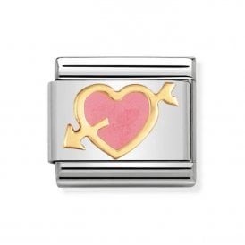 Composable Classic Gold Pink Heart Arrow Charm 030253/01