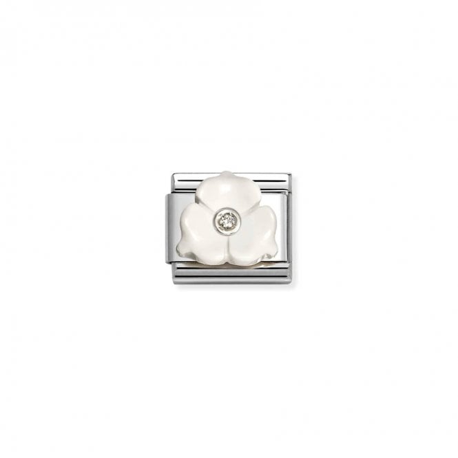 Nomination Composable Classic Link 3 Petal Flower White Stone 330512/24