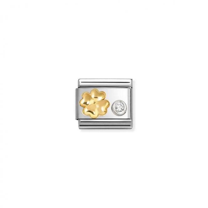 Nomination Composable Classic Link 4-Leaf Gold Clover CZ Silver 630301/03