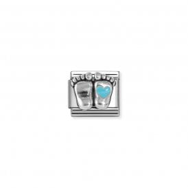 Composable Classic Link Baby Feet Light Blue Heart 330204/30