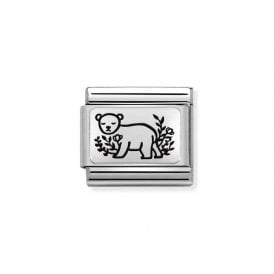 Composable Classic Link "Bear With Flowers" Silver  330111-18 