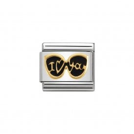 Composable Classic Link "Black Glasses Love" Gold 030283-20