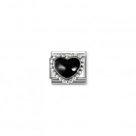 Composable Classic Link Black Heart Beaded Setting 330204/38