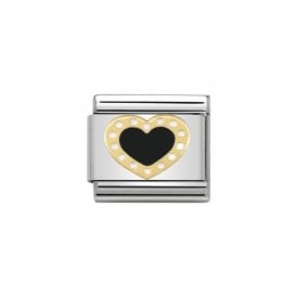 Composable Classic Link "Black Heart Dots" Gold 030283-02