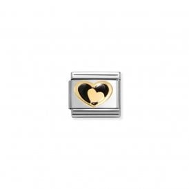 Composable Classic Link Black Heart-Gold Heart 030283/26