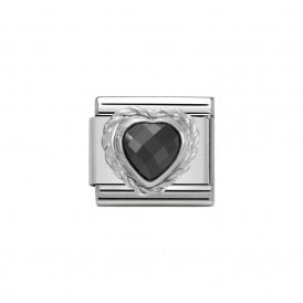 Composable Classic Link "Black Heart" Silver & CZ 330603-011