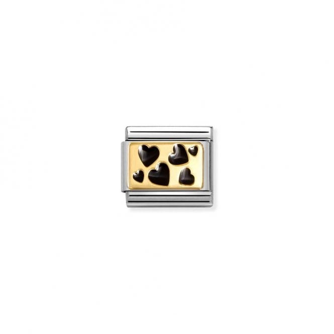 Nomination Composable Classic Link Black Hearts Plaque 030284/68