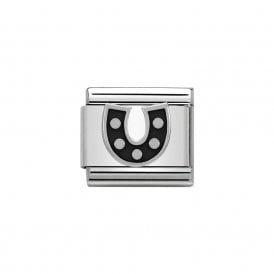 Composable Classic Link "Black Horseshoe" Silver 330202/08