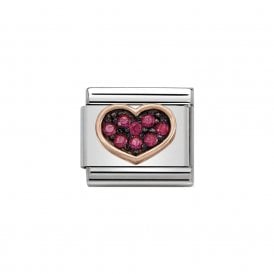 Composable Classic Link "Black & Red Heart" Rose Gold 430311-01