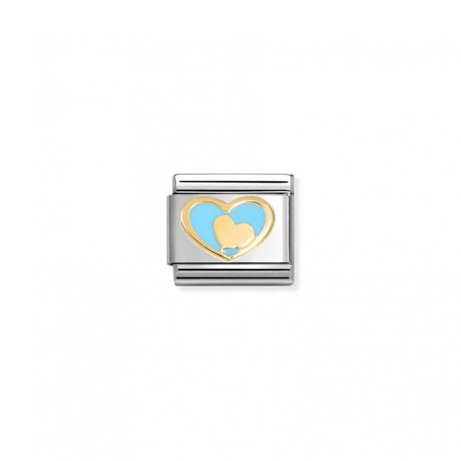 Nomination Composable Classic Link Blue Heart-Gold Heart 030283/31